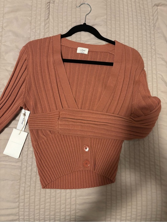 Wilfred Sweaters - Wilfred plunge front cardigan in dusty coral